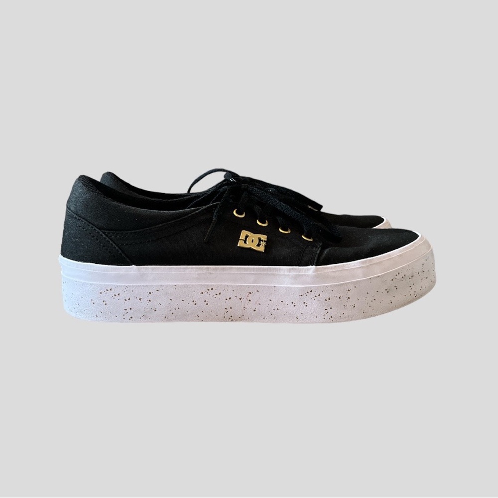 DC Women’s Trase Platform TX SE Lace Up Skateboard Shoe Black & Gold Size 11 - Picture 6 of 8